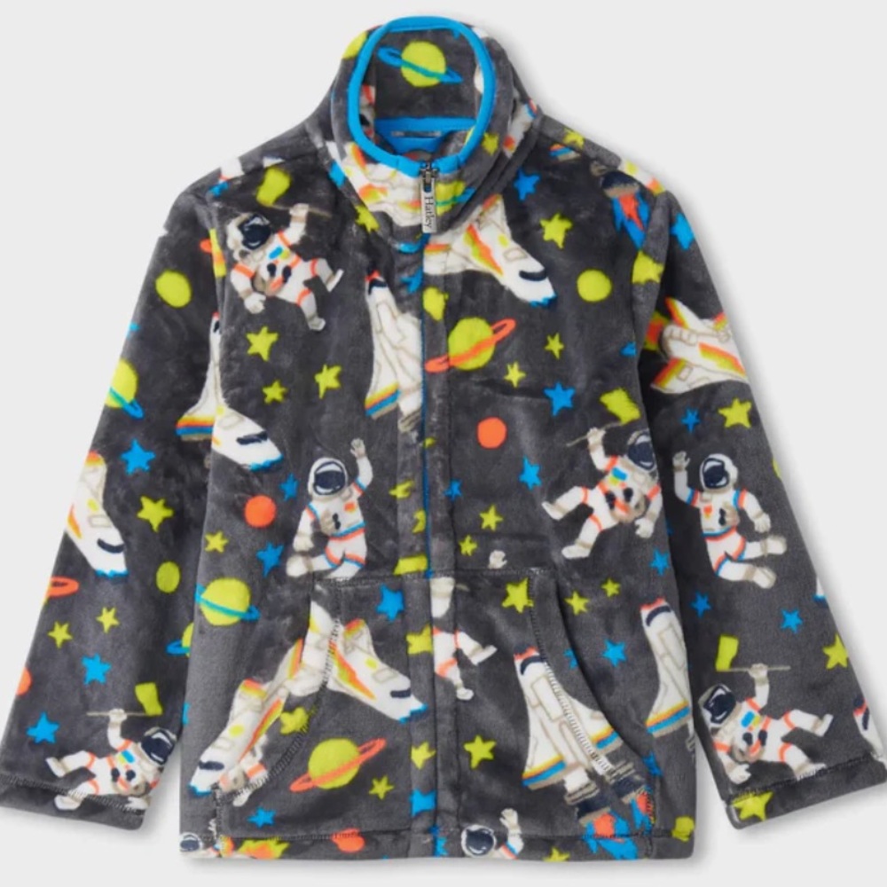 Hatley Gray Fleece Jacket with Colorful Dots
